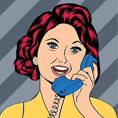 Image showing Pop Art lady chatting on the phone