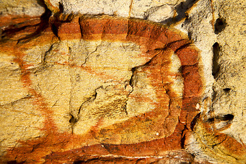 Image showing rock abstract of a broke  stone and lichens 