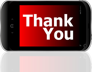 Image showing smart phone with thank you word