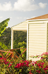 Image showing Caribbean cottage Antigua view of English Harbor with tropical f