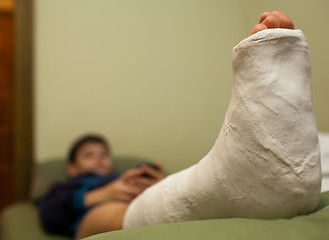 Image showing Leg in plaster