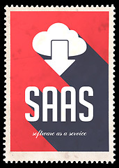 Image showing SAAS Concept on Red Color in Flat Design.