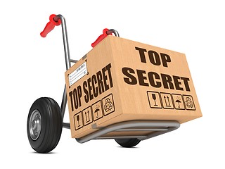 Image showing Top Secret - Cardboard Box on Hand Truck.