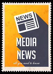 Image showing Media News on Yellow in Flat Design.