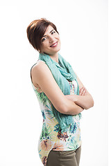 Image showing Beautiful woman standing over a white background