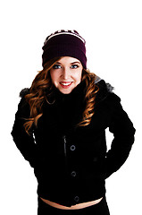 Image showing Girl in jacket and hat.