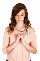 Image showing Praying young girl.