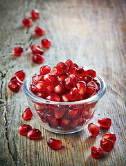 Image showing Bowl of pomegranate seeds