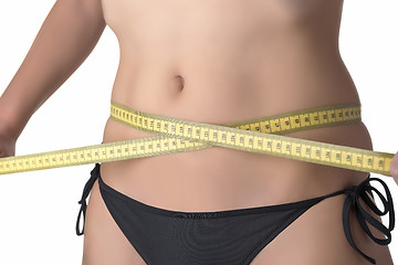 Image showing Measuring tape around belly