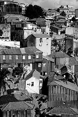Image showing Portugal. Porto city. Historical part of Porto  in black and whi