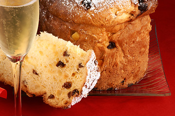 Image showing Panettone and Spumante for Christmas