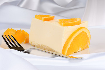 Image showing Slice of orange bavarian cream (bavarese)