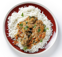 Image showing Balti chicken meal from above