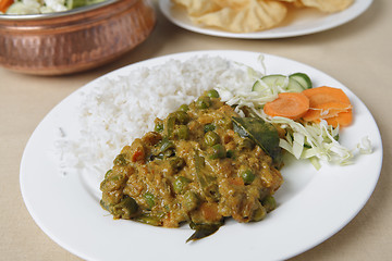 Image showing Vegetable korma curry and rice