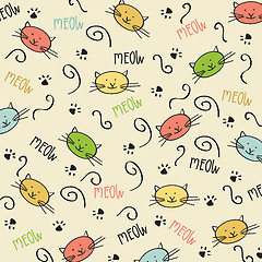 Image showing Cartoon seamless pattern with cute cats