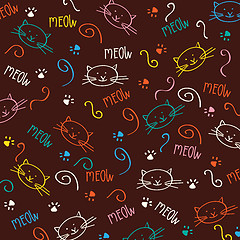 Image showing Cartoon seamless pattern with cute cats