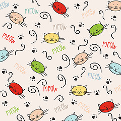 Image showing Cartoon seamless pattern with cute cats