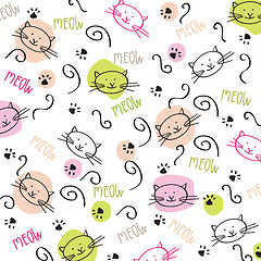 Image showing Cartoon seamless pattern with cute cats