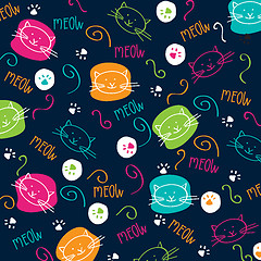 Image showing Cartoon seamless pattern with cute cats