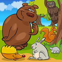 Image showing forest wild animals cartoon group