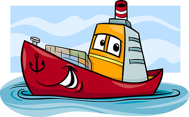 Image showing container ship cartoon illustration