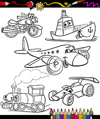 Image showing transport set for coloring book