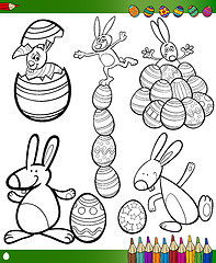 Image showing easter cartoons for coloring book