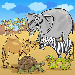 Image showing african safari animals cartoon illustration