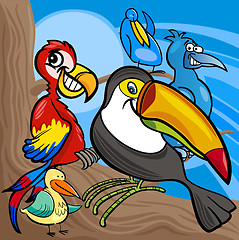 Image showing cute birds group cartoon illustration