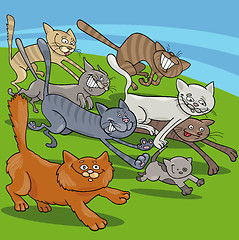 Image showing running cats cartoon illustration