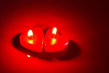 Image showing Two red candles