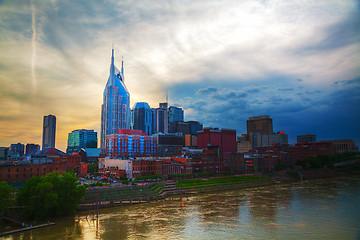 Image showing Downtown Nashville cityscape in the evening