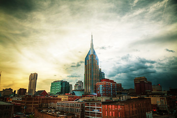 Image showing Downtown Nashville cityscape in the evening