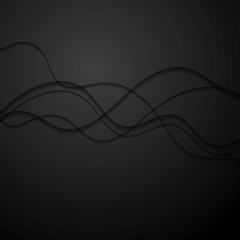 Image showing Abstract black waves modern background