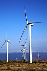 Image showing turbines and the sky in the isle of lanzarote spain africa