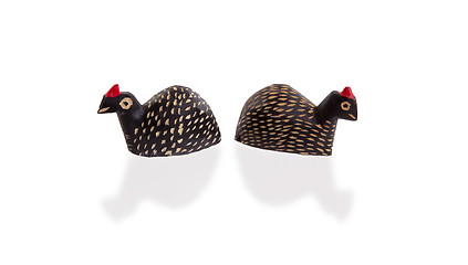 Image showing Wood toy guineafowl isolated