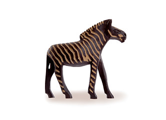 Image showing Wood toy zebra isolated