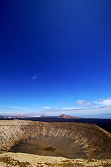 Image showing timanfaya vulcanic  rock stone sky  hill and summer