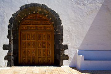 Image showing  a brown closed wood  church door   spain canarias