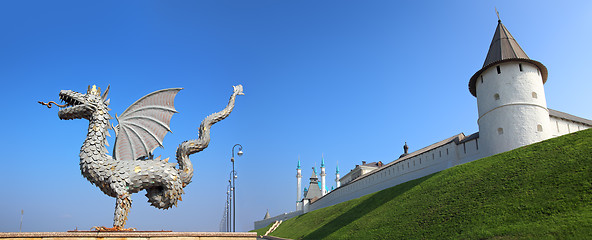 Image showing panorama with dragon and kremlin in kazan