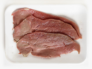 Image showing Supermarket tray of veal escalopes