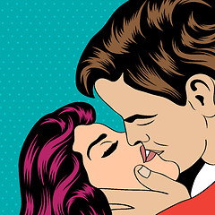 Image showing Pop Art KIssing Couple