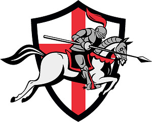 Image showing English Knight Riding Horse England Flag Retro