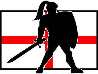 Image showing English Knight Shield Sword England Flag Retro