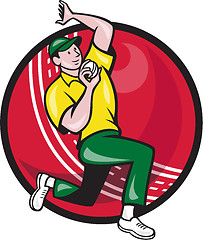 Image showing Cricket Fast Bowler Bowling Ball Side