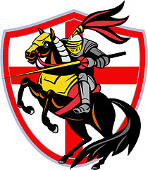 Image showing English Knight Lance England Flag Shield Retro