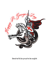 Image showing Stand Tall Proud English Happy St George Stand Retro Poster