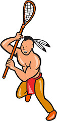 Image showing Native American Lacrosse Player Crosse Stick 