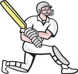 Image showing Cricket Player Batsman Batting Kneel Cartoon