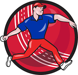 Image showing Cricket Bowler Bowling Ball Cartoon